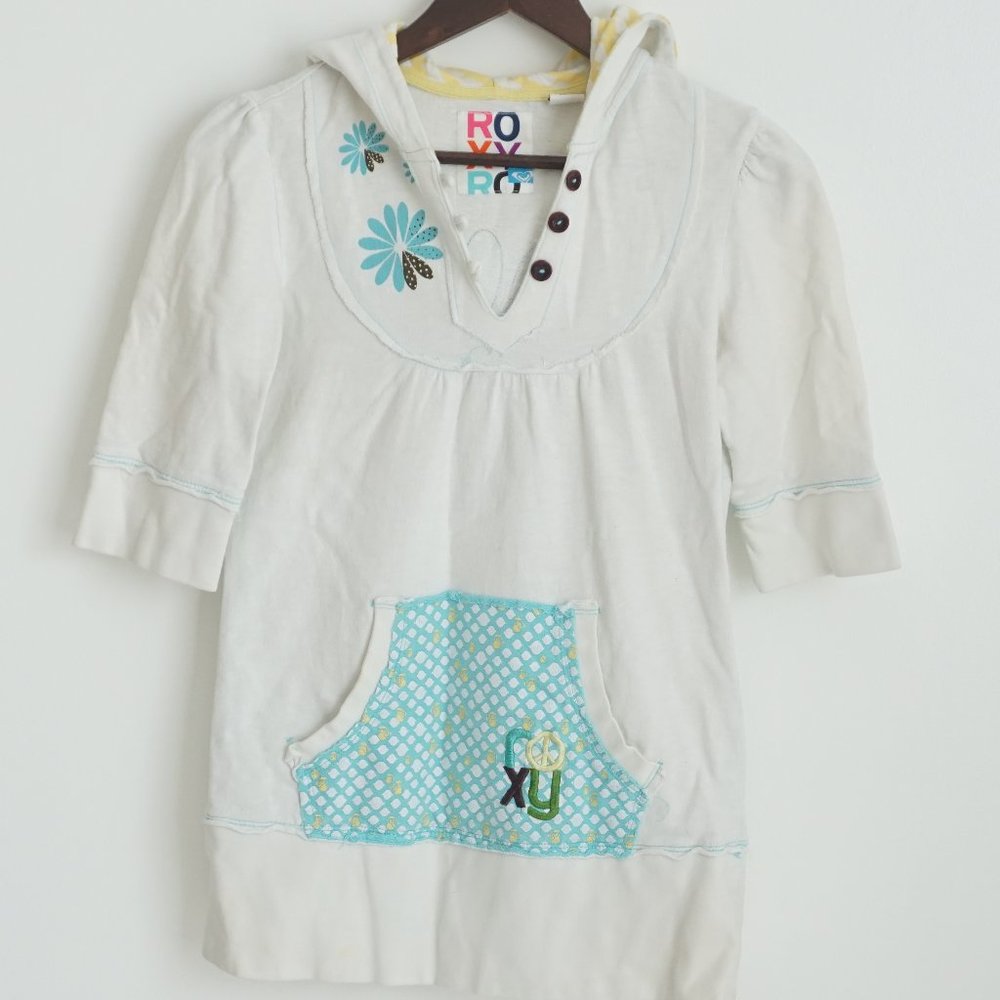 ROXY Hooded Puff Sleeve Sweatshirt Size Medium